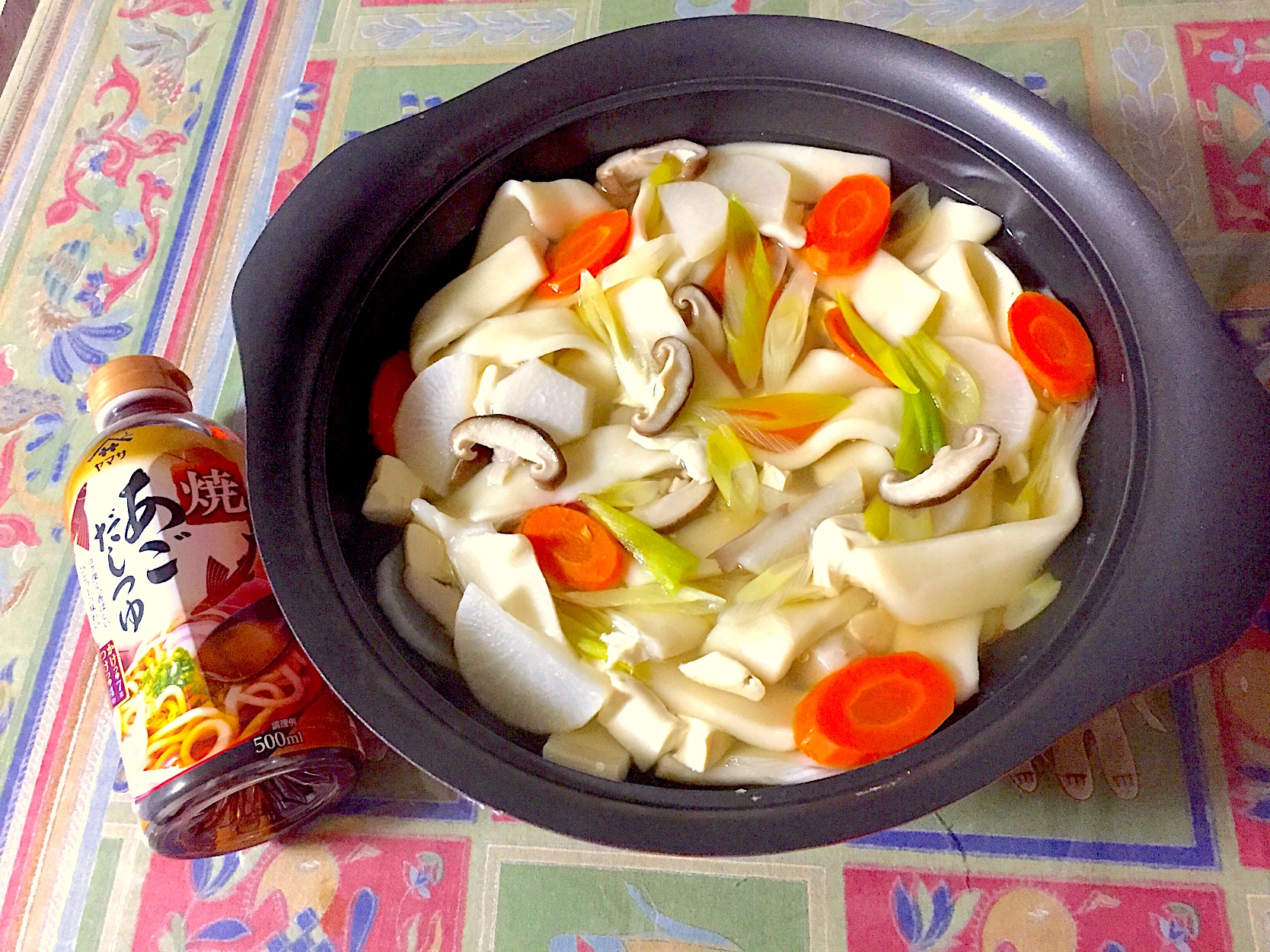 焼きあごだしを使って お野菜いっぱいのうどん 香ばしくてやさしいスープ