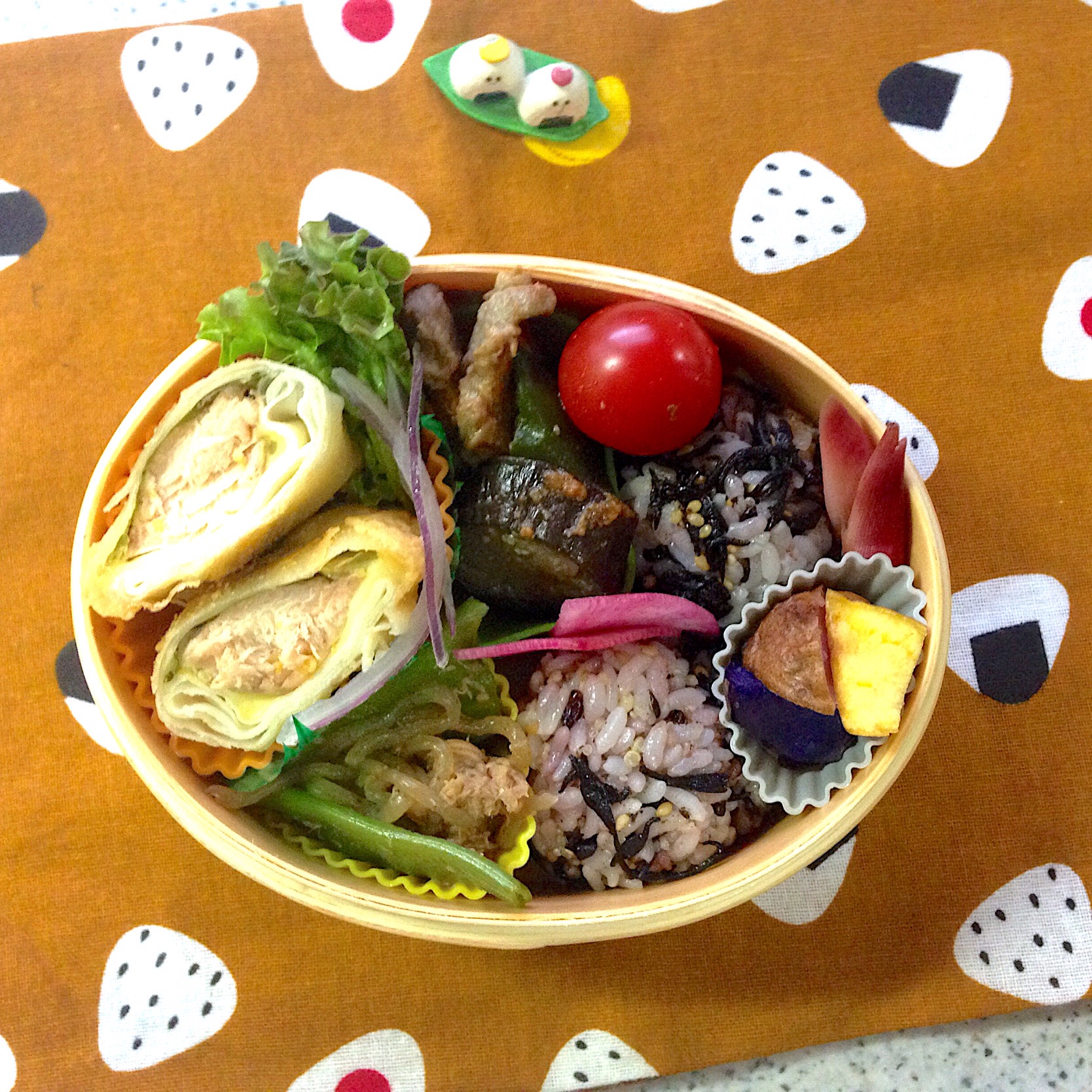 昨日のお弁当? #わっぱ弁当  #夫弁当  #地味弁当  #おにぎりアクション2019 #おにぎり弁当#onigiriaction