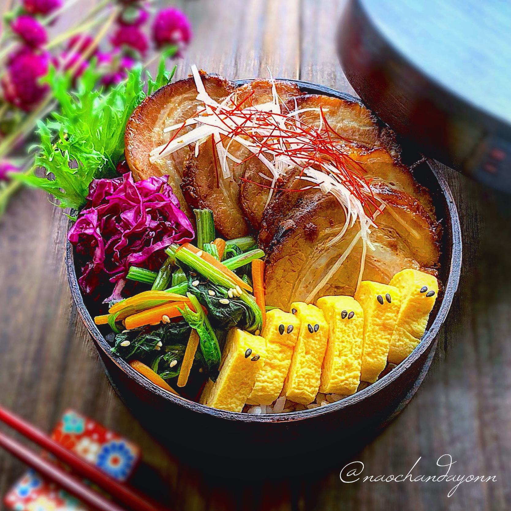 #煮豚丼弁当