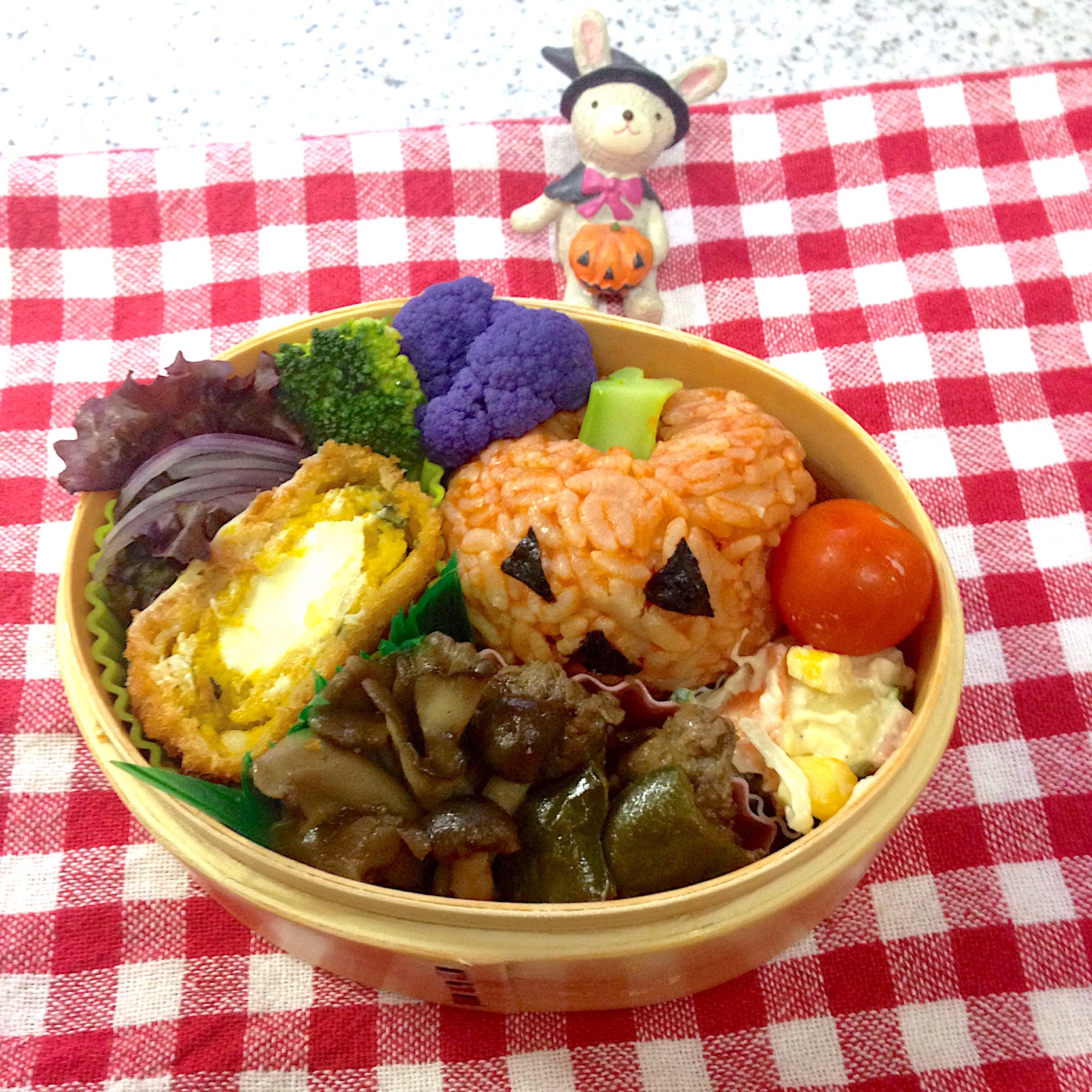 今日のお弁当? #夫弁当  #わっぱ弁当  #ハロウィン弁当