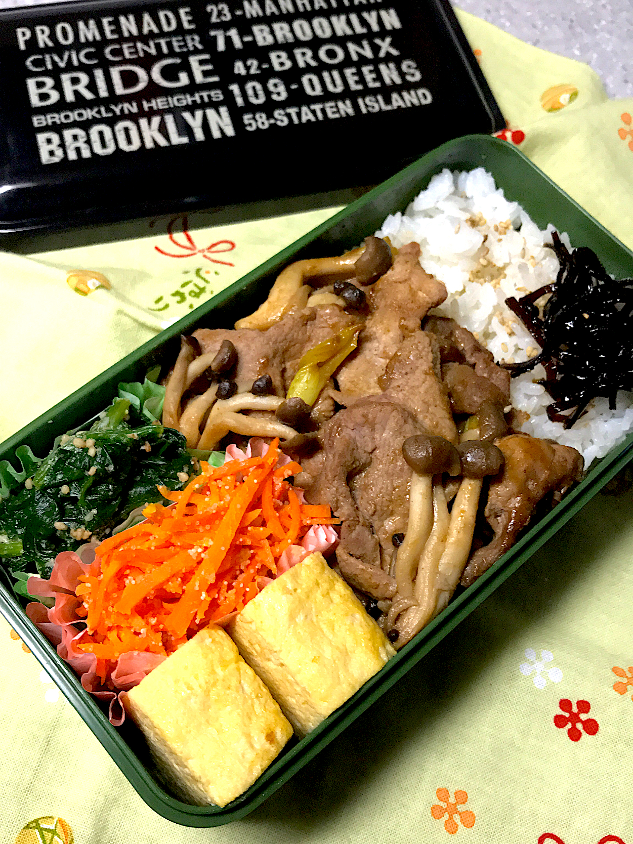 豚肉としめじの味噌炒め弁当