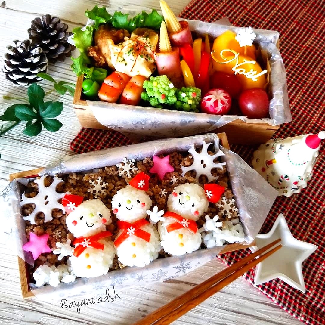 雪だるま⛄そぼろご飯☆クリスマス弁当?✨