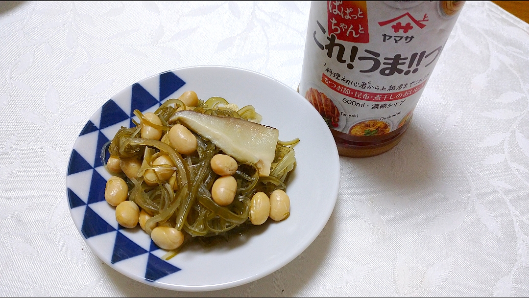 茎ワカメと蒸し大豆の炒め煮