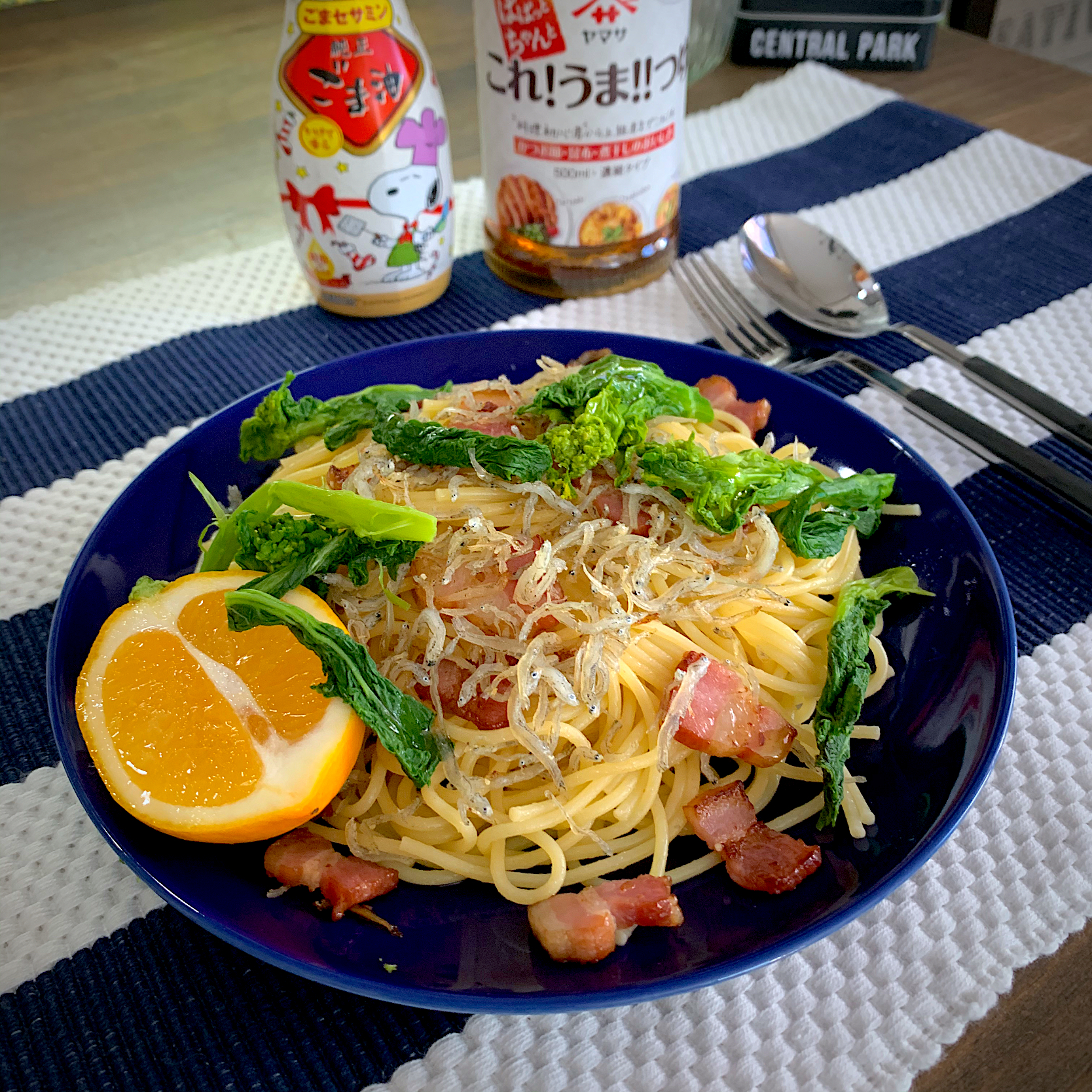 うどんだらさんの料理 春のごま油パスタ。