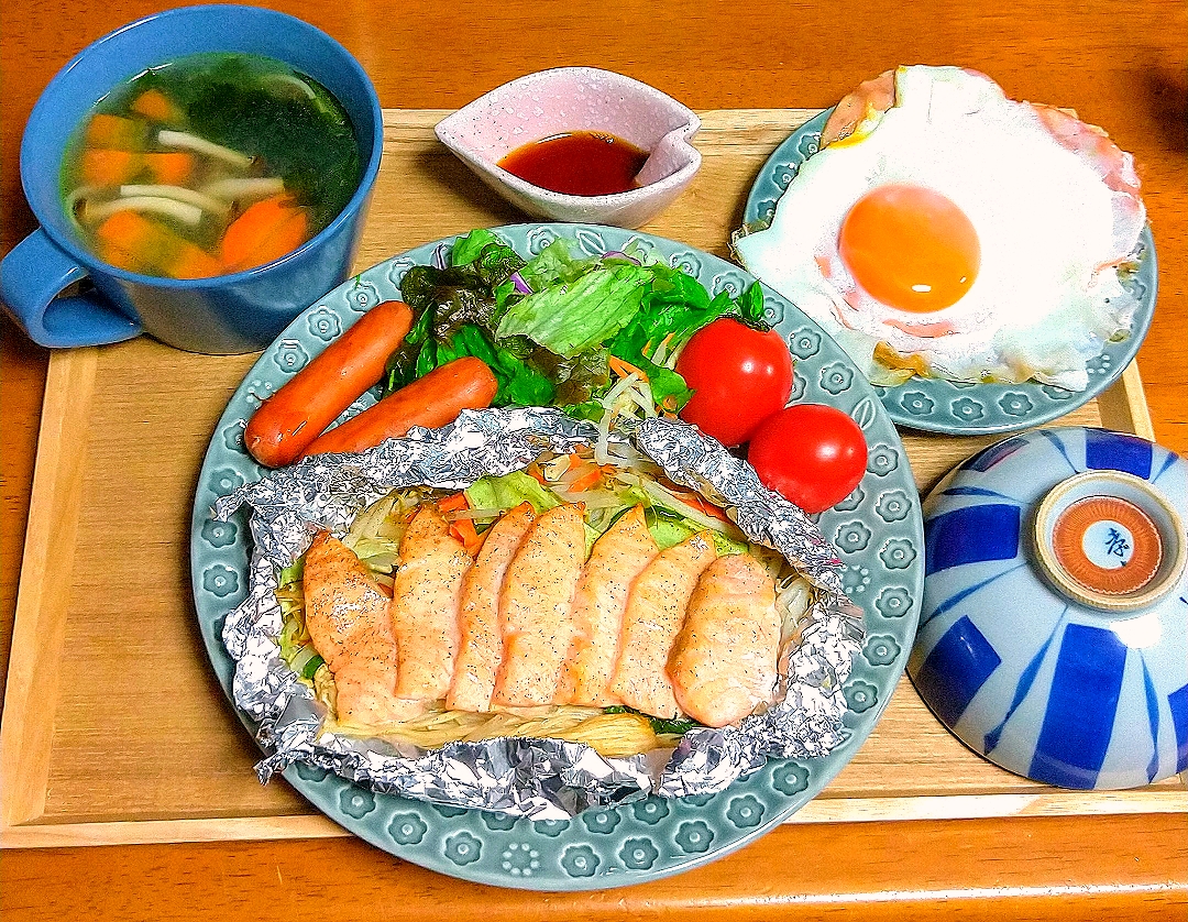 サーモンのホイル焼き🐟️晩ごはん