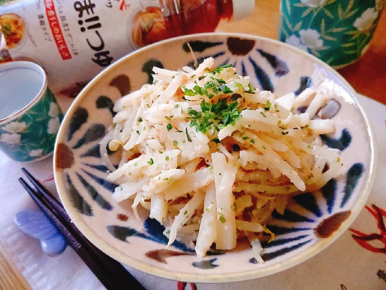 真希さんの料理 シャキシャキ新じゃがともやしのあかりマヨ和え
#これうまつゆひろげ隊