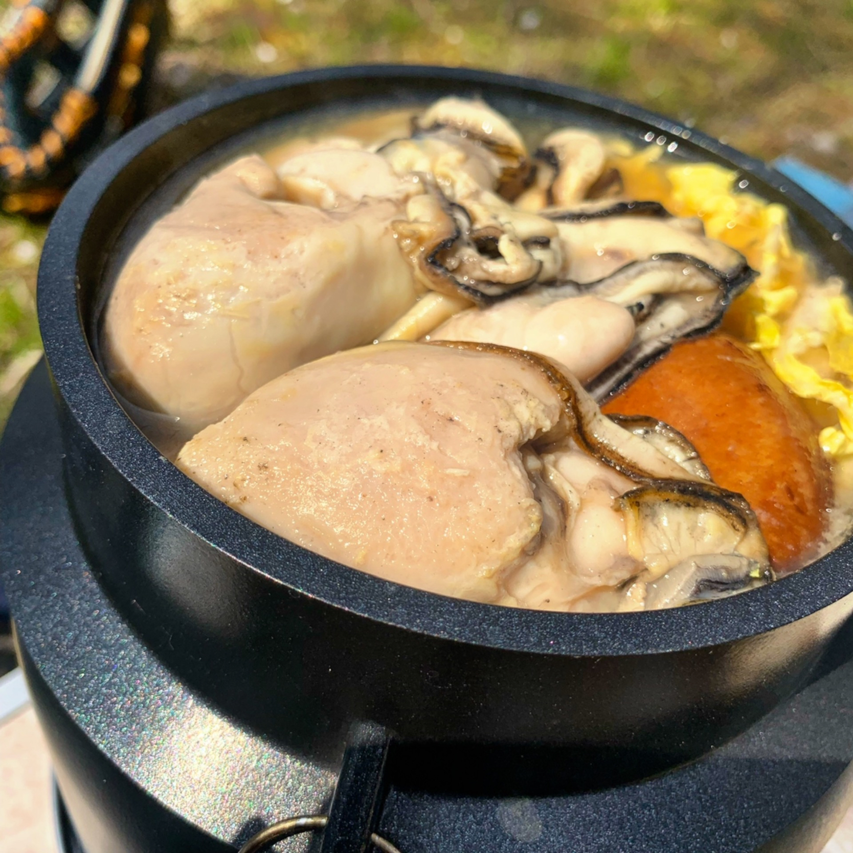 牡蠣鍋でピクニック🍱