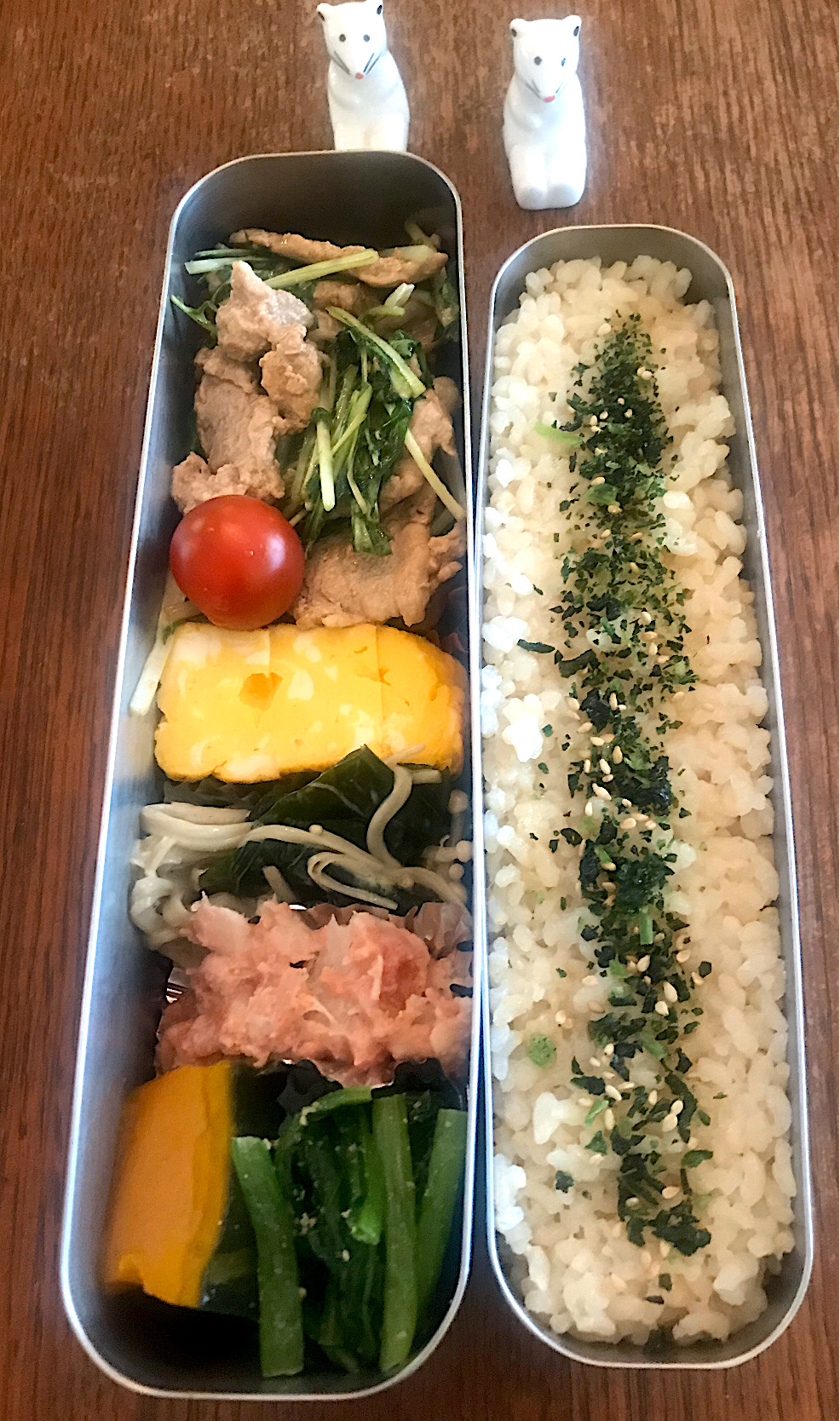 ランチ#カリカリ豚と水菜和え #サーモス  #お弁当  #お弁当記録