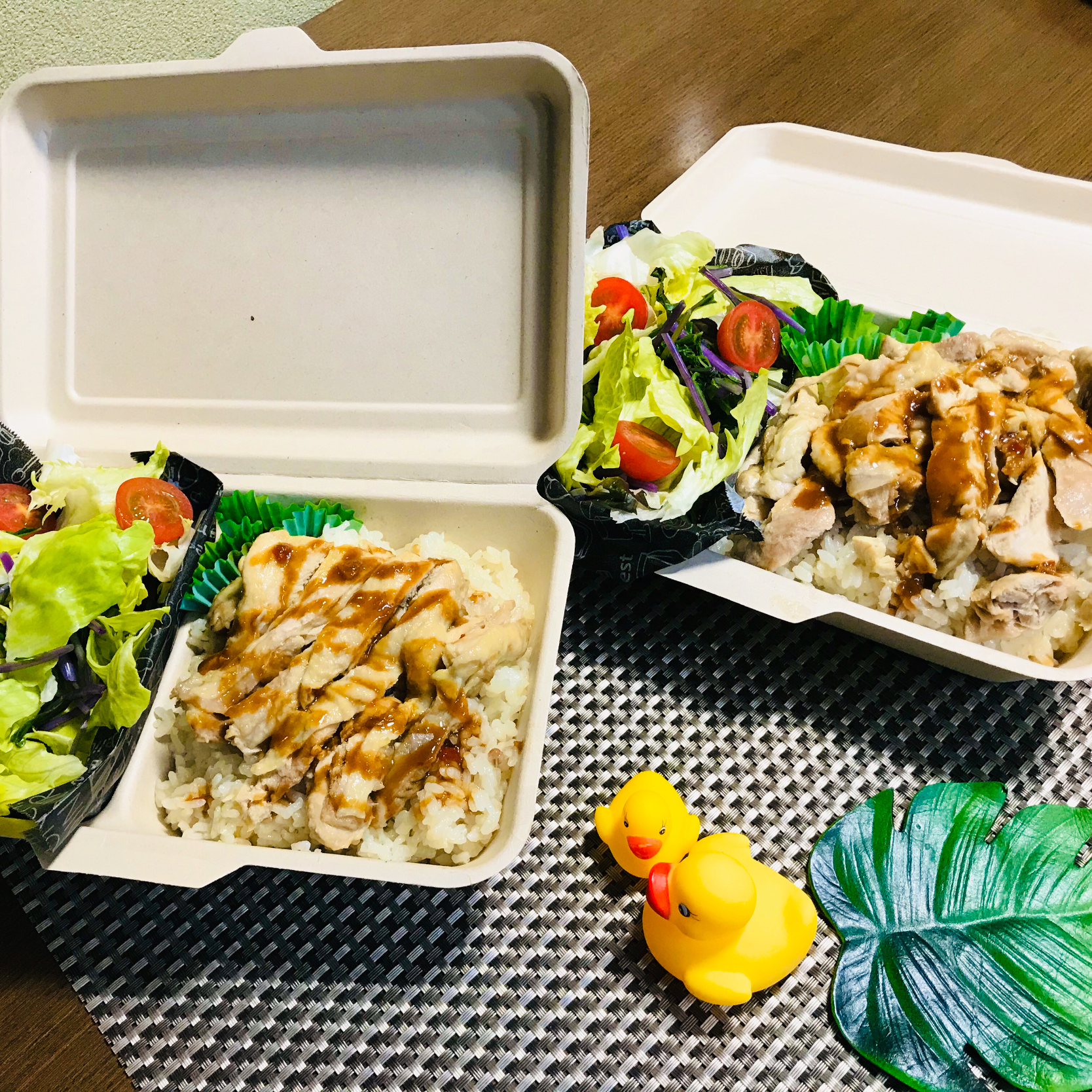 『海南鶏飯と紫水菜のサラダ』お弁当🍱