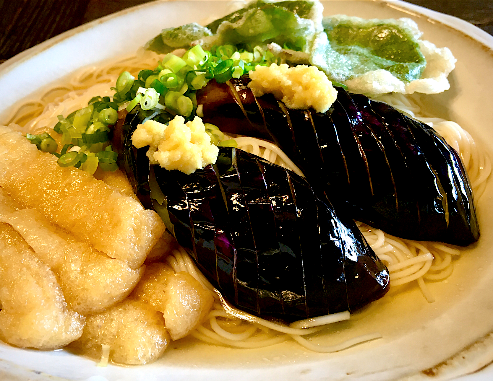 ナスのぶっかけ素麺 ゆきのした天ぷら添え ぱぱっと超時短グランプリ ヤマサ醤油株式会社