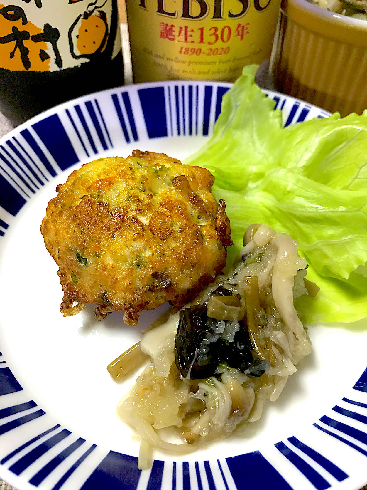 切り干し大根の煮物入りがんもどき×きのこのみぞれ煮