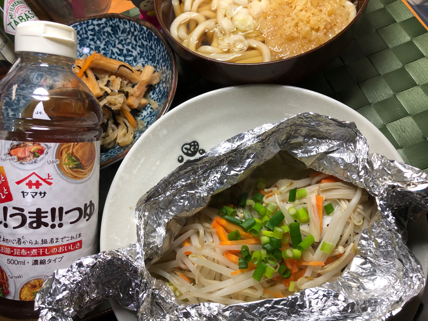 🐟鱈のバターホイル焼き🧈切干し大根煮🍜あっさりうどん