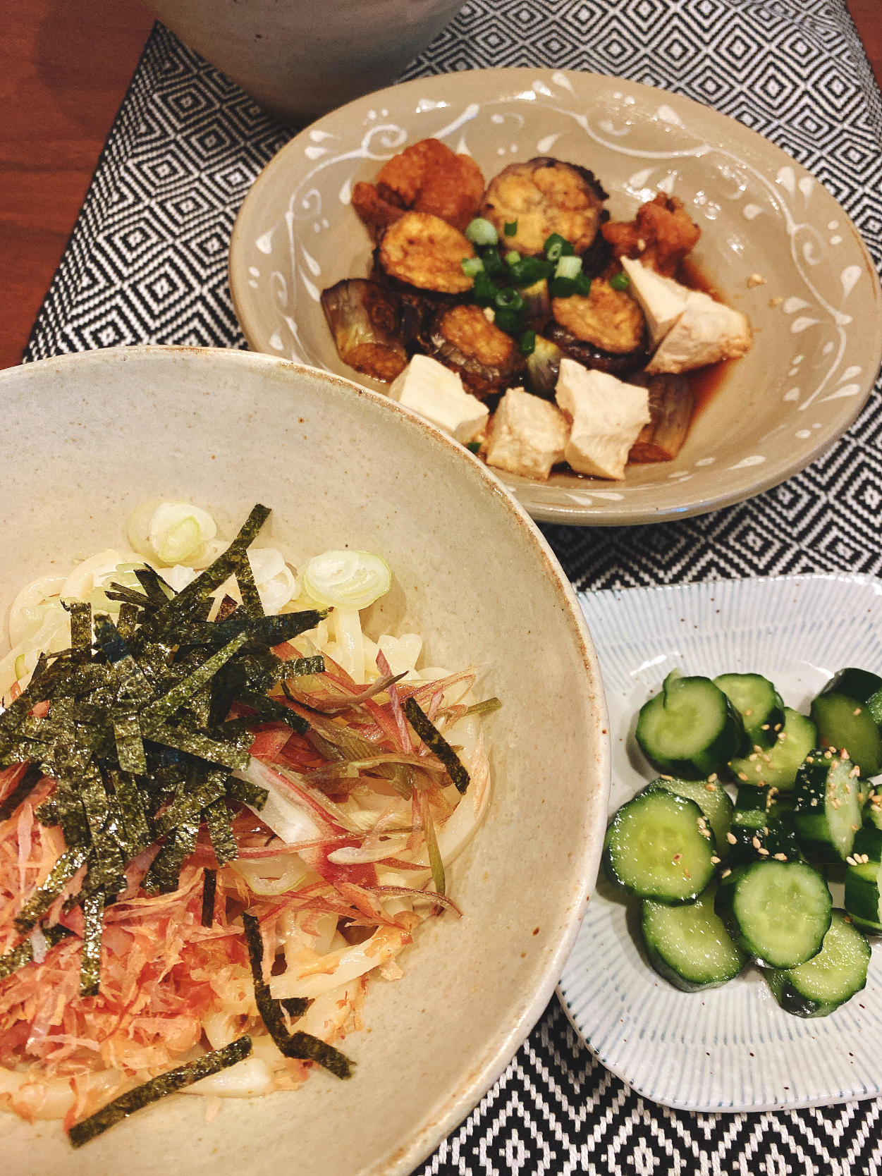 うどんナスのはさみ揚げと豆腐