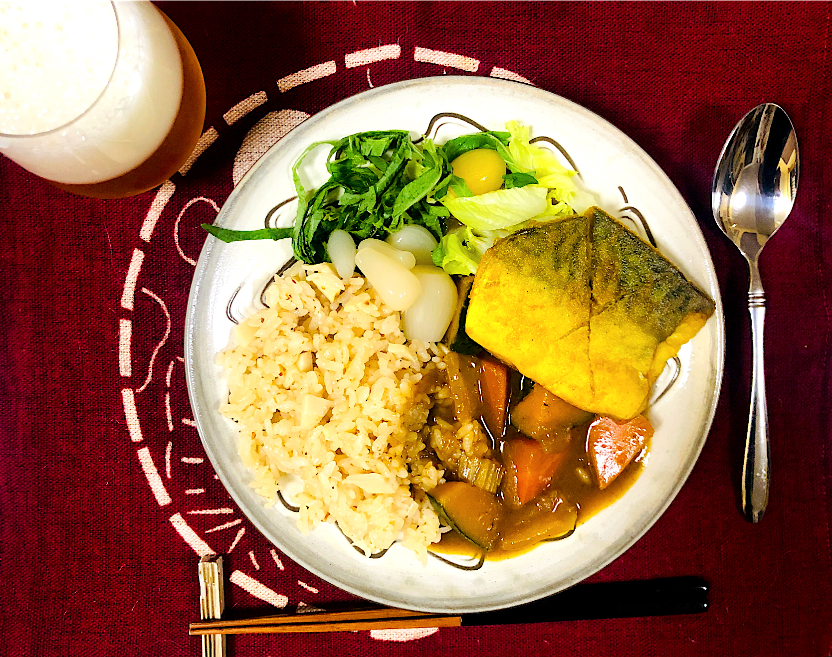 カレーリメイクたけのこご飯和風カレー