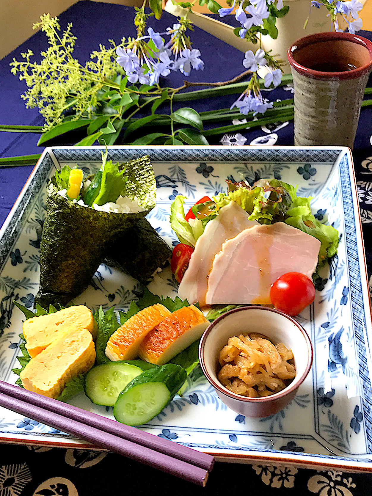 野菜の手巻き寿司でワンプレート朝食