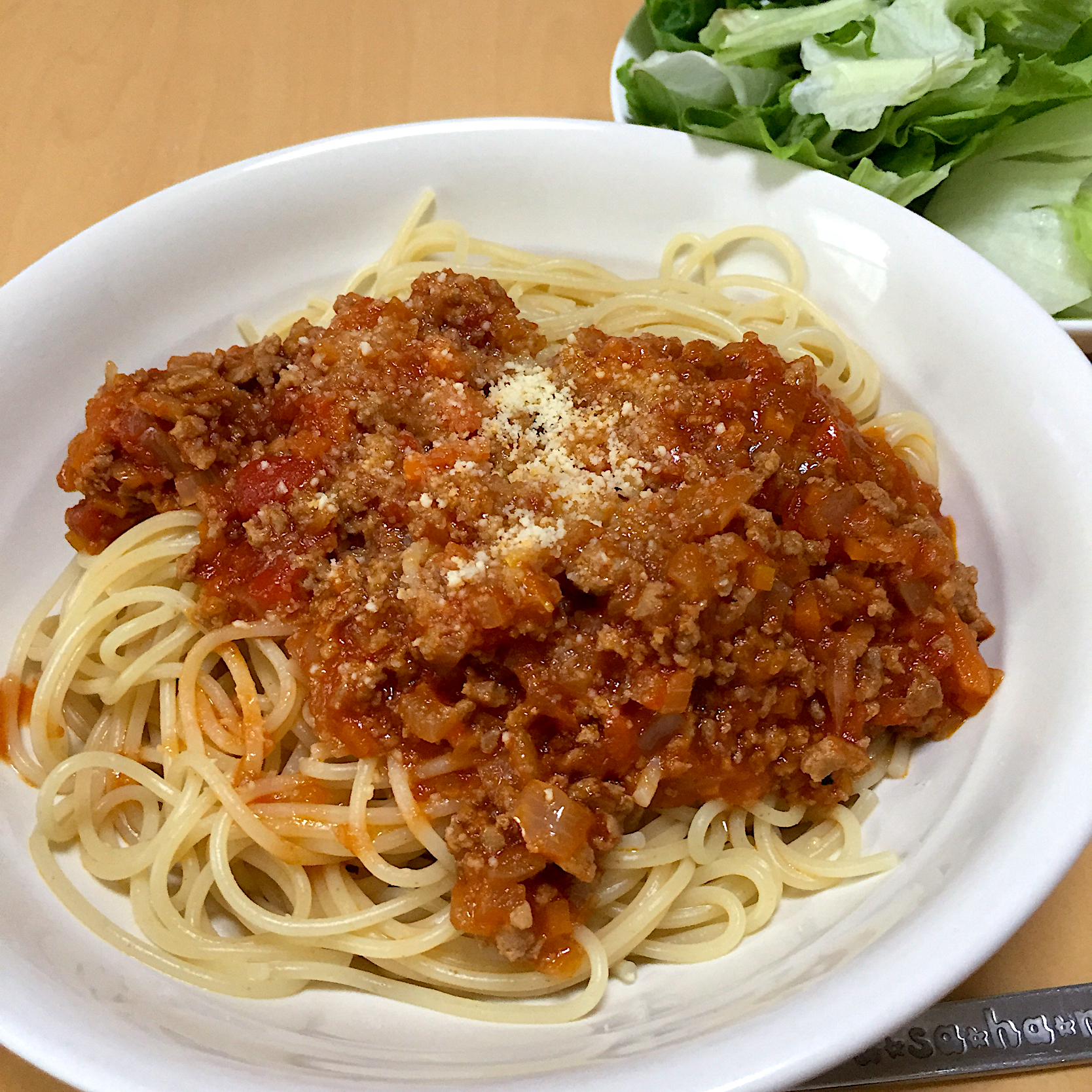 在宅勤務中の男飯(ミートスパゲティ)