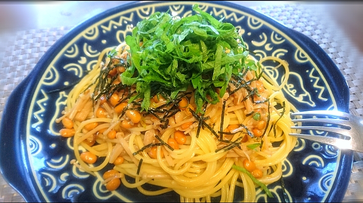 手作りなめ茸と納豆
    
    和風スパゲティ🍝