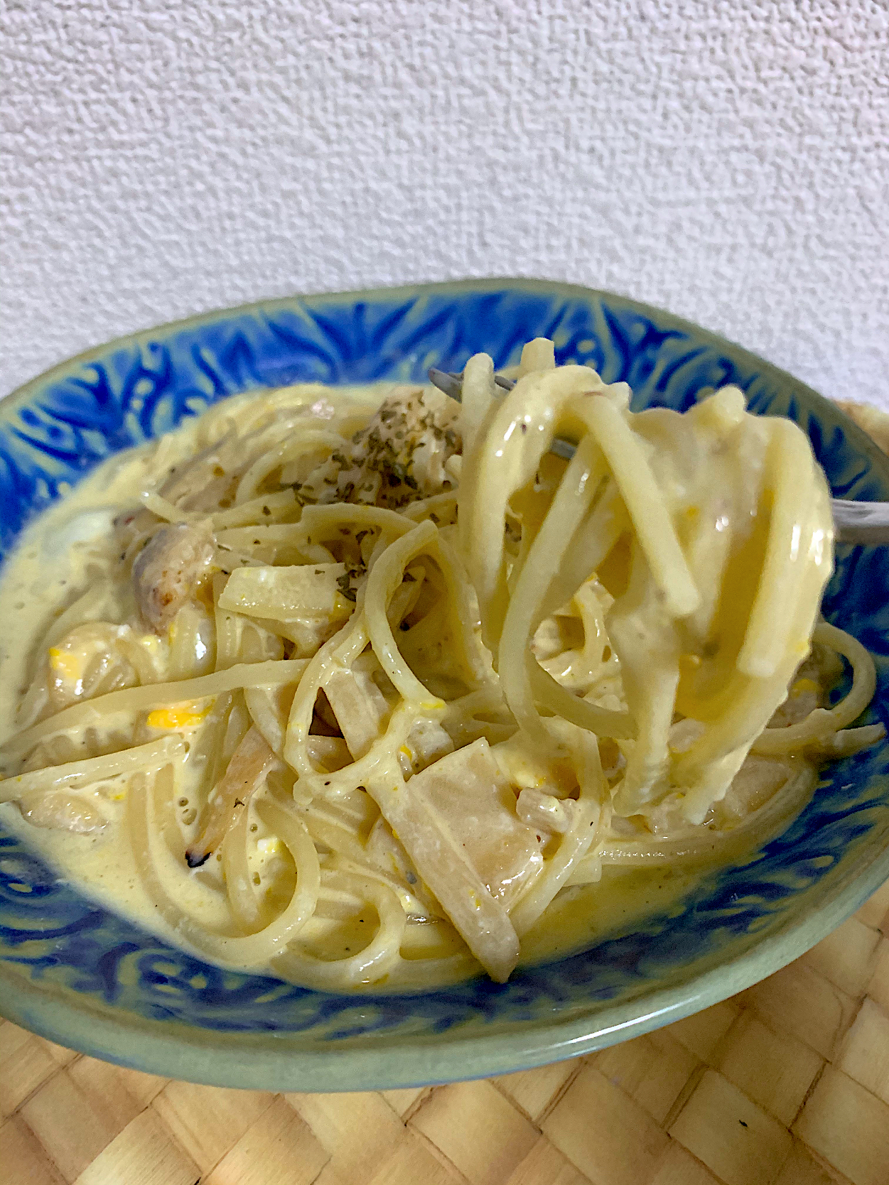 手作りメンマのカルボナーラ風🍝