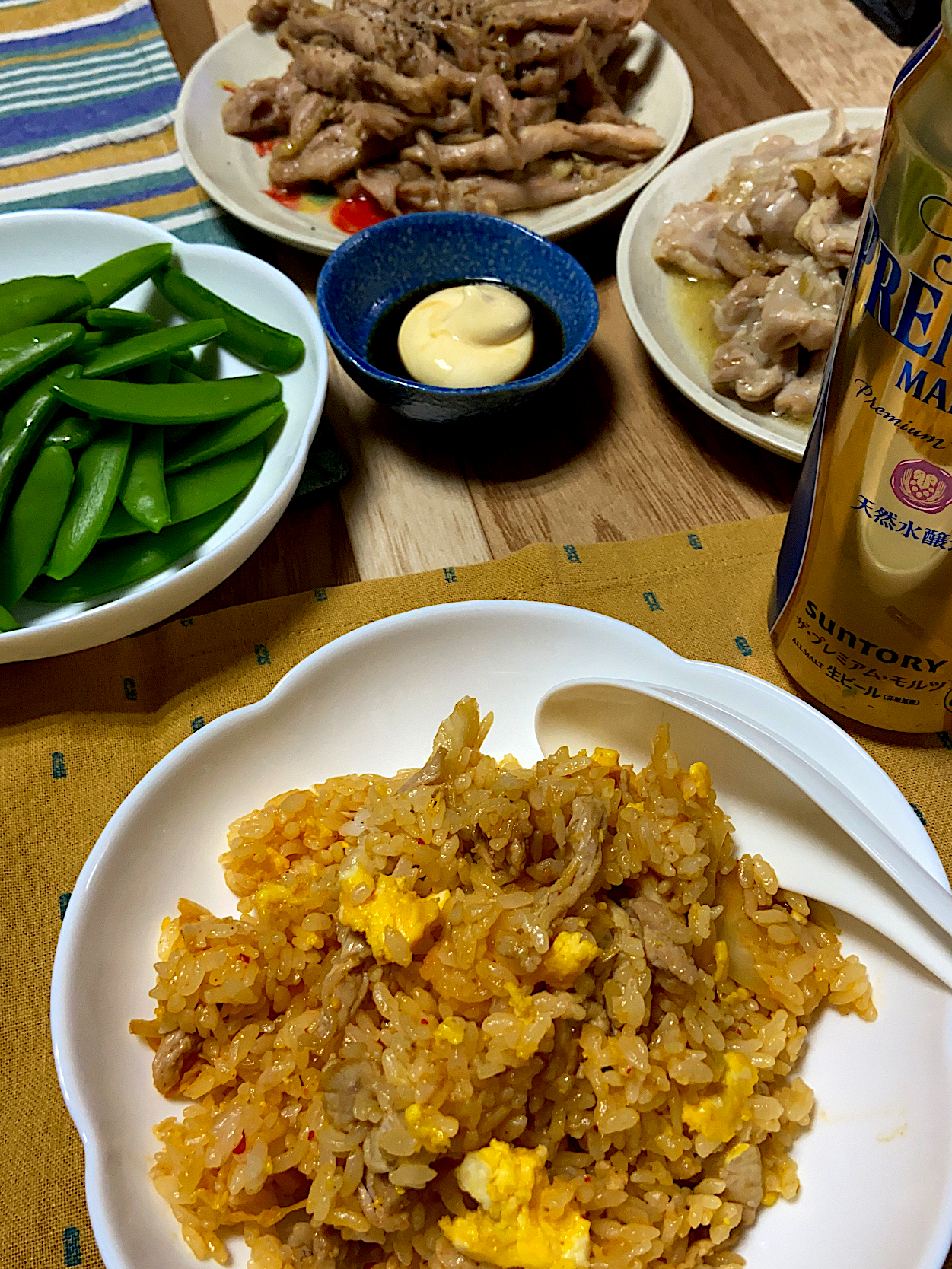 今日のお夕飯。キムチ炒飯