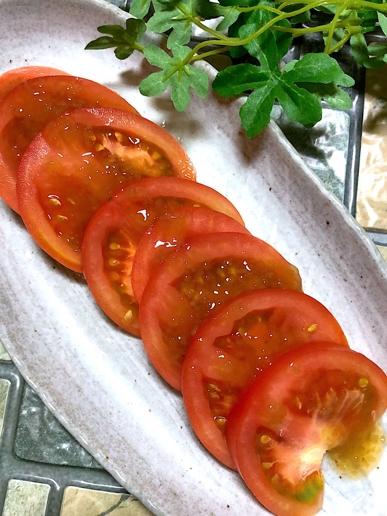 トマトスライス🍅玉ねぎポン酢ソース