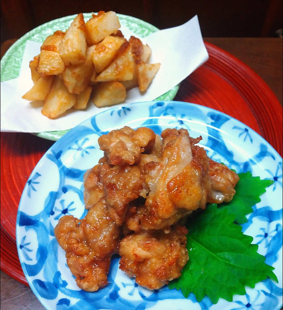 鶏もも肉と長芋の
にんにく醤油から揚げ