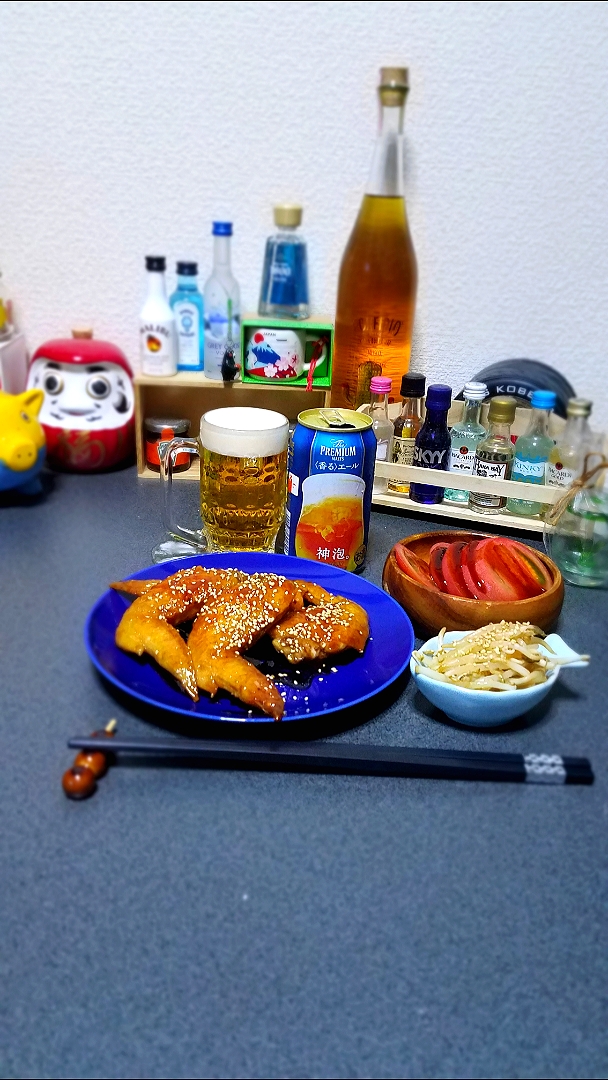 手羽先唐揚げ風の自宅居酒屋🏮