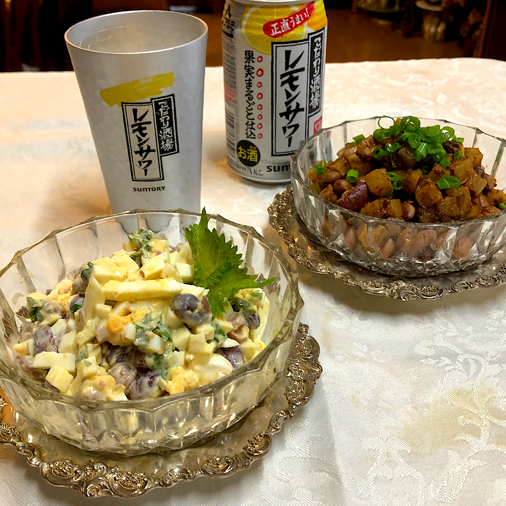 ミックスビーンズ＊カレー大根＆大葉ゆで卵＊