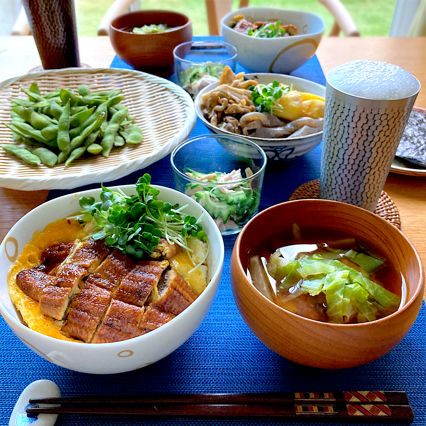 うな玉丼の晩ごはん