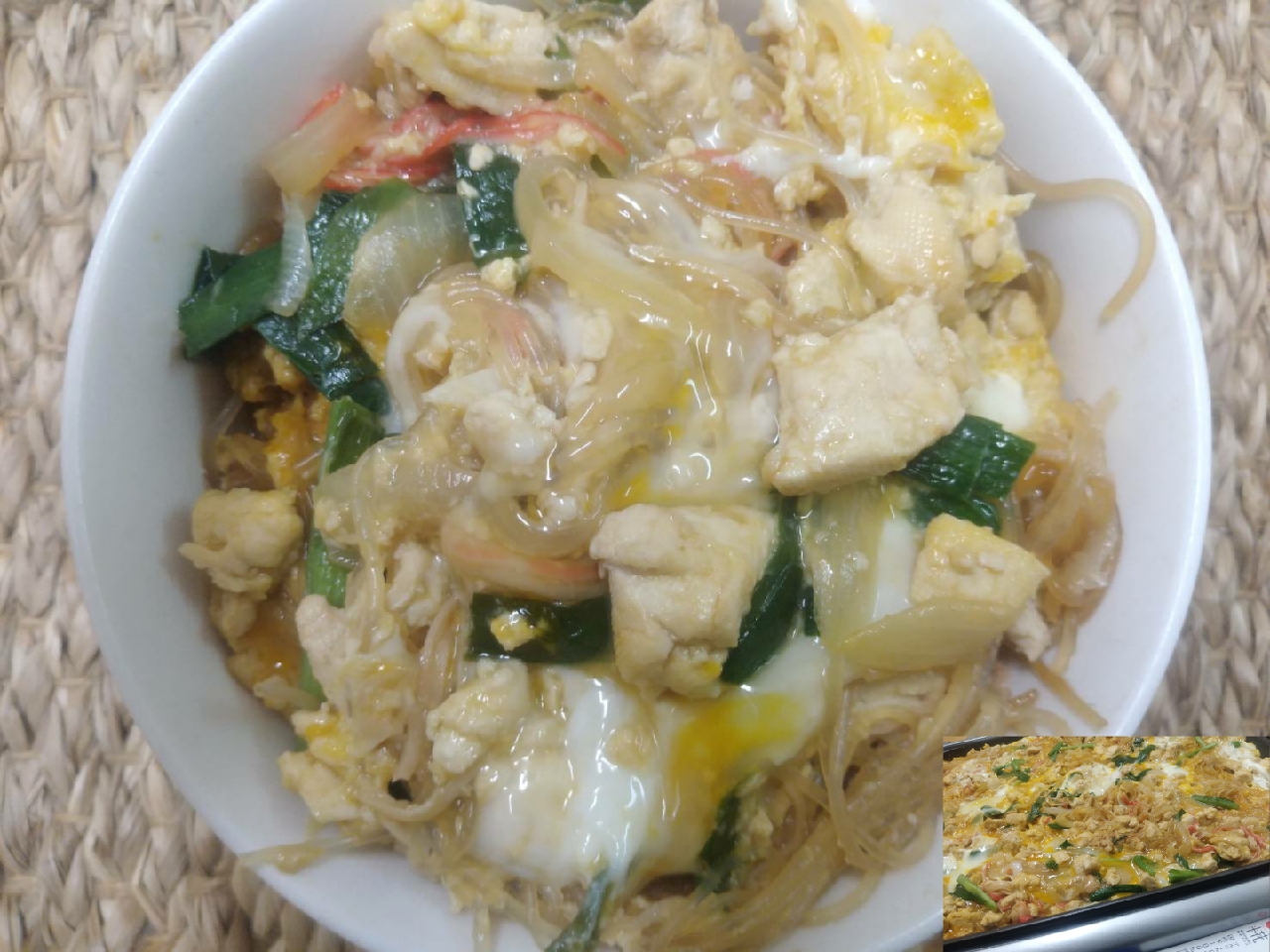 カニカマのすきやき風玉子とじ丼