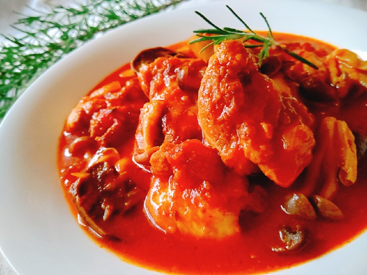 まるまさんの料理 鶏肉ときのこのカレートマト煮込み