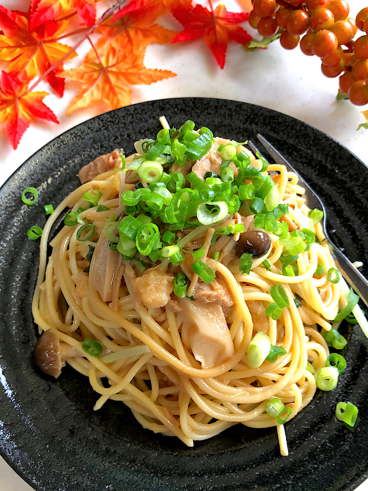 きのことシーチキンとなめ茸の和風スパゲティ🍝