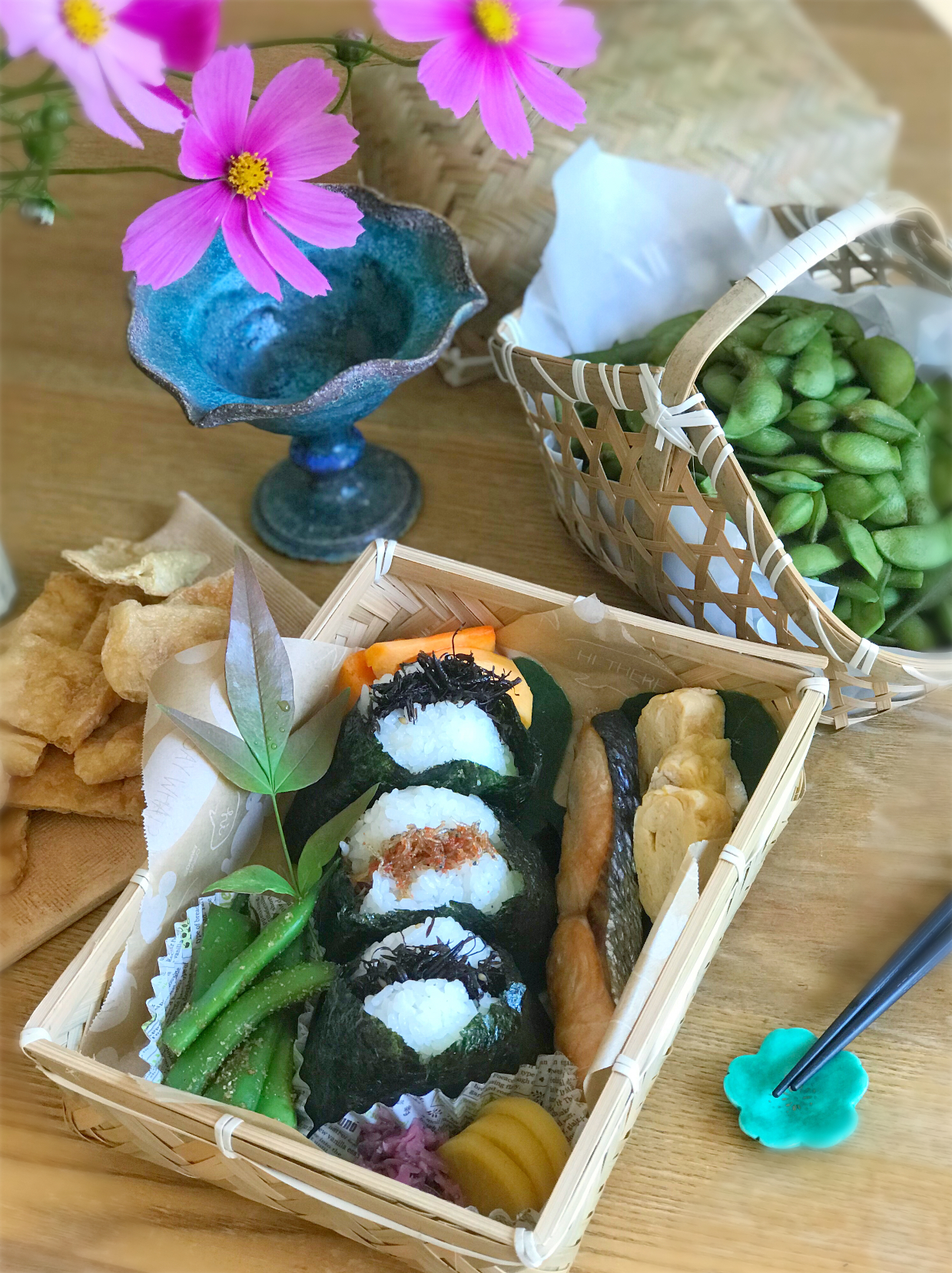 おにぎり🍙弁当と丹羽の黒枝豆