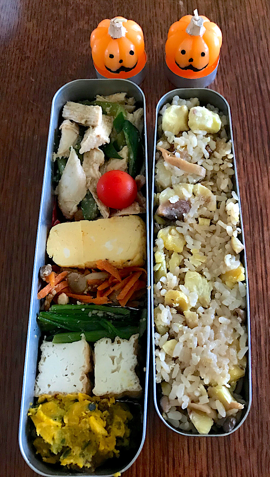 ランチ #お弁当  #お弁当記録 #栗しめじ炊き込みご飯 #めんつゆ