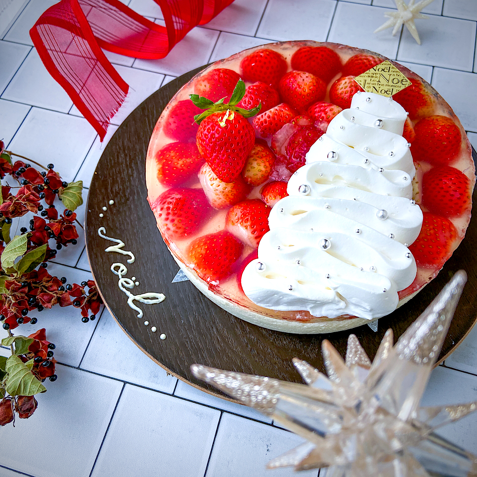 苺とレアチーズのクリスマスケーキ🍓