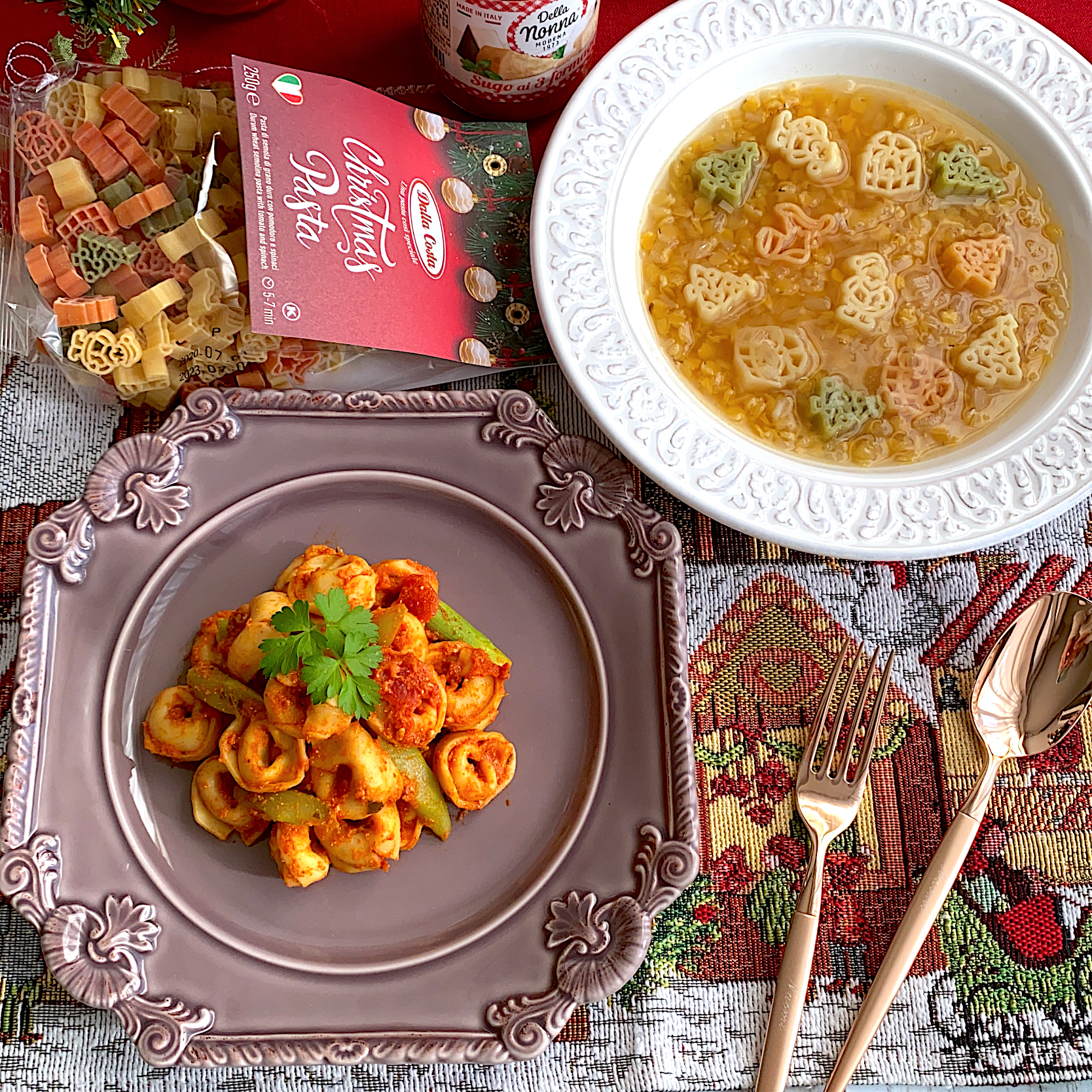 トルテリーニ&レンズ豆のスープ