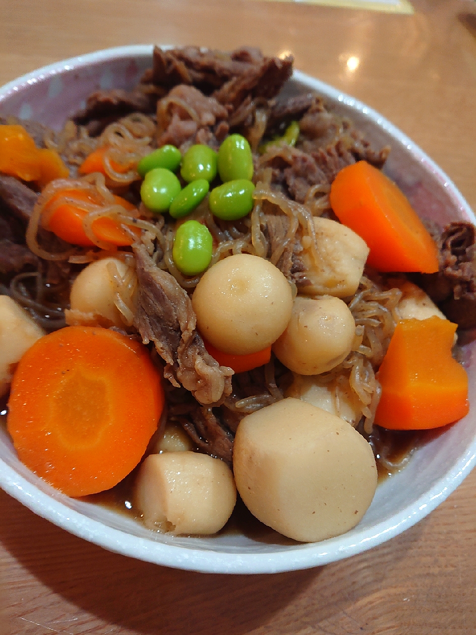 牛肉と里芋と白滝の甘辛煮😋