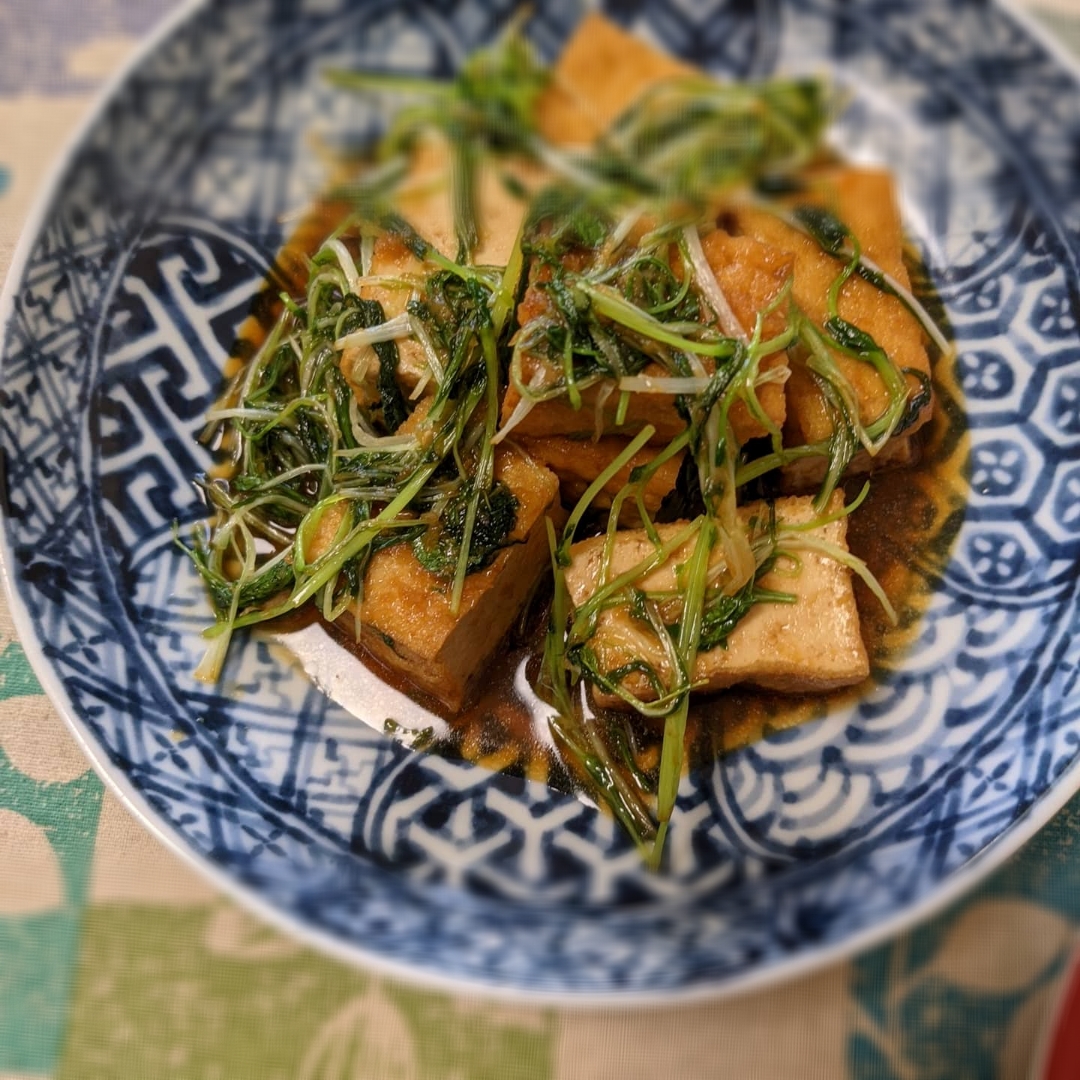 厚揚げと水菜の煮物