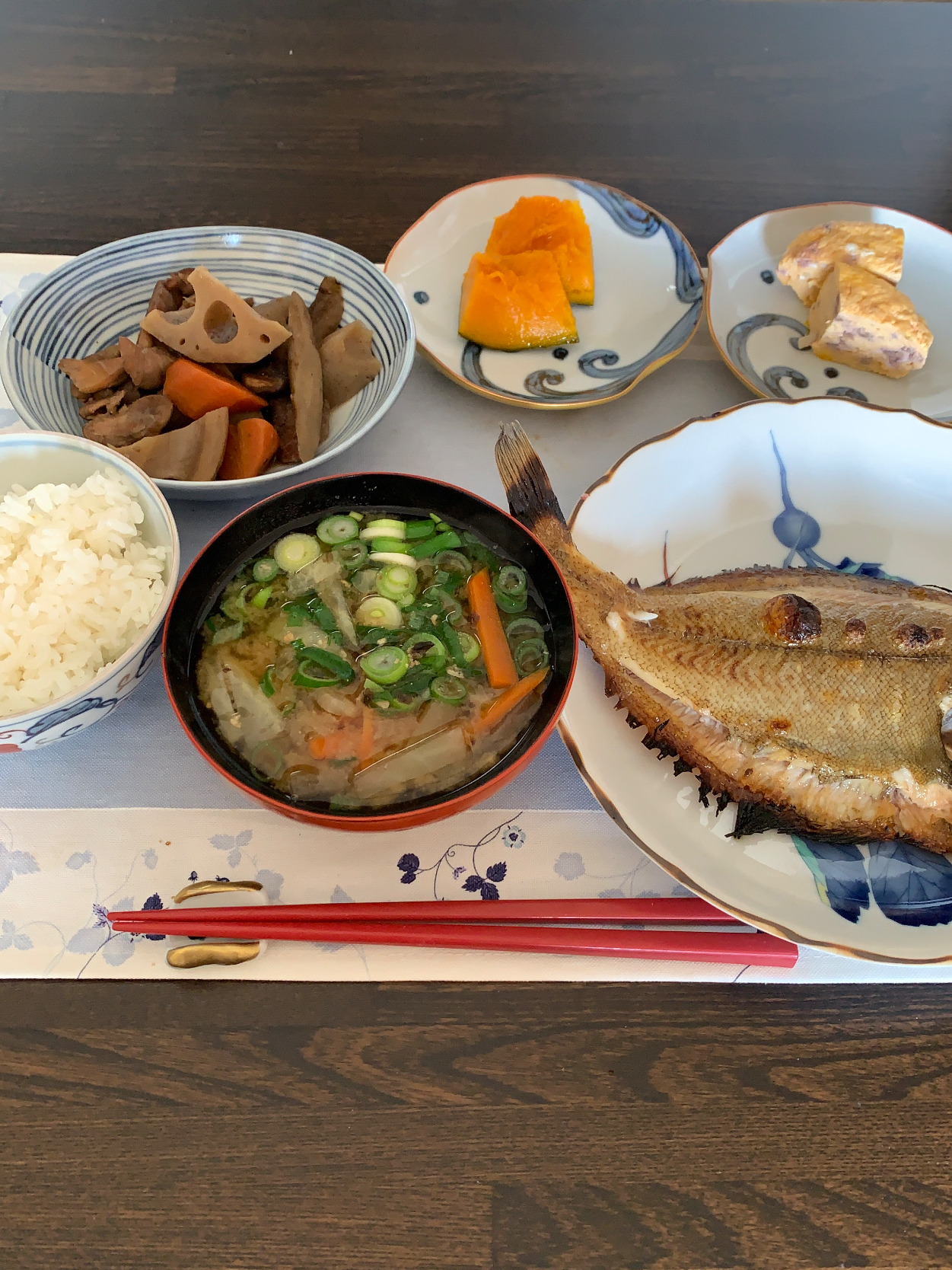 焼き魚定食で、休日のんびりの朝❣️いいお天気です☀️☀️