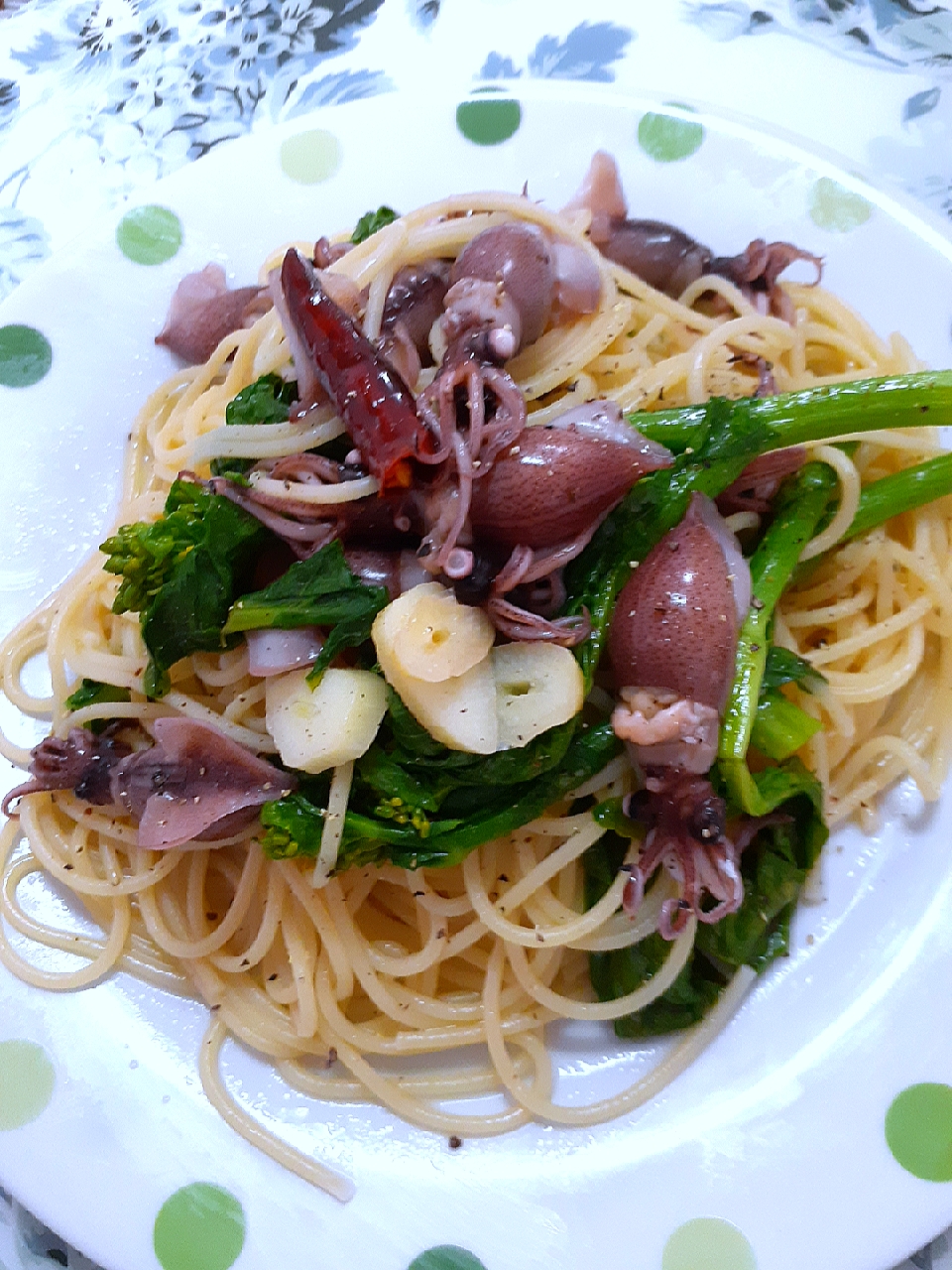 アッチさんの料理 ホタルイカと菜の花のパスタ