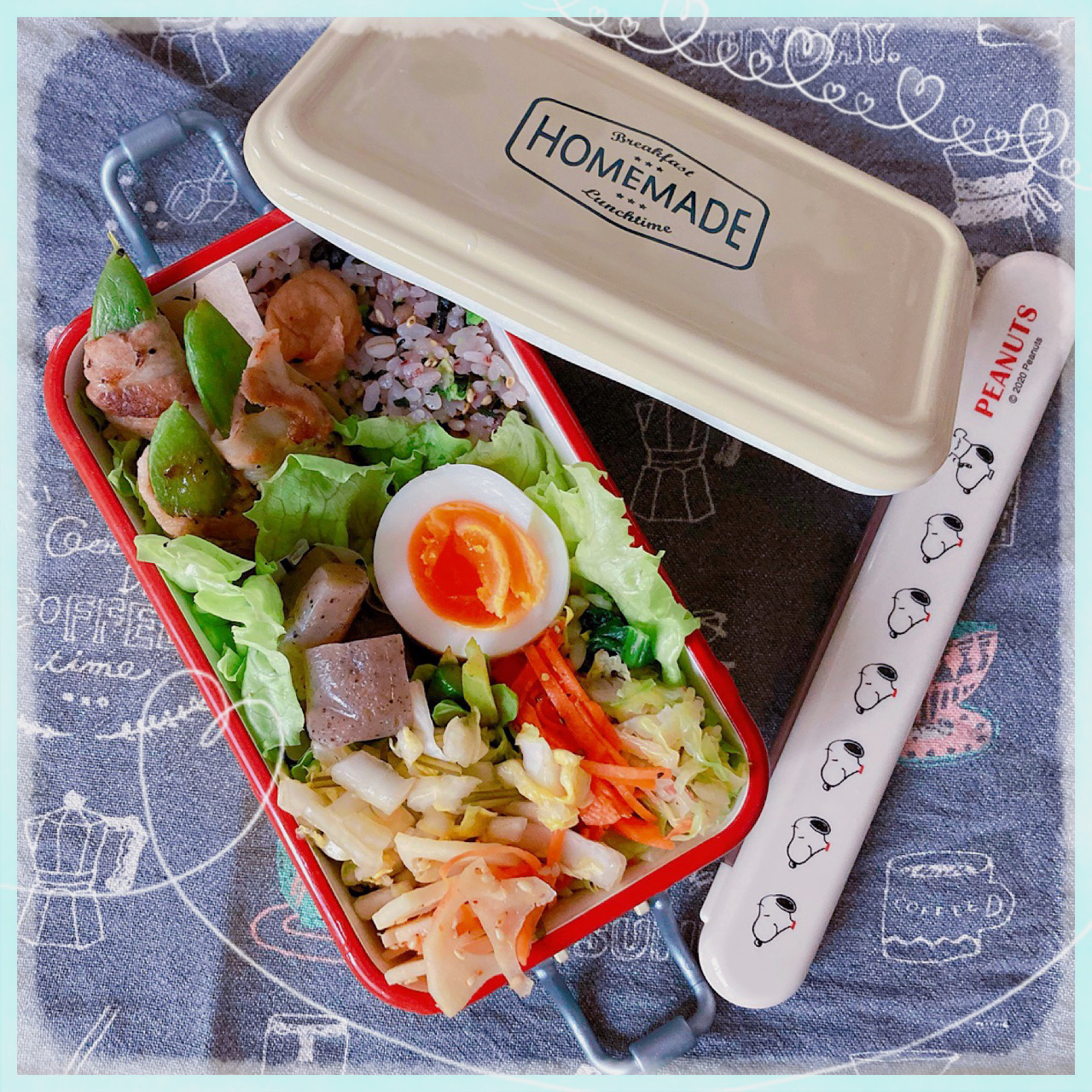 ３／２５ ｔｈｒ スナップエンドウの肉巻き弁当🍴