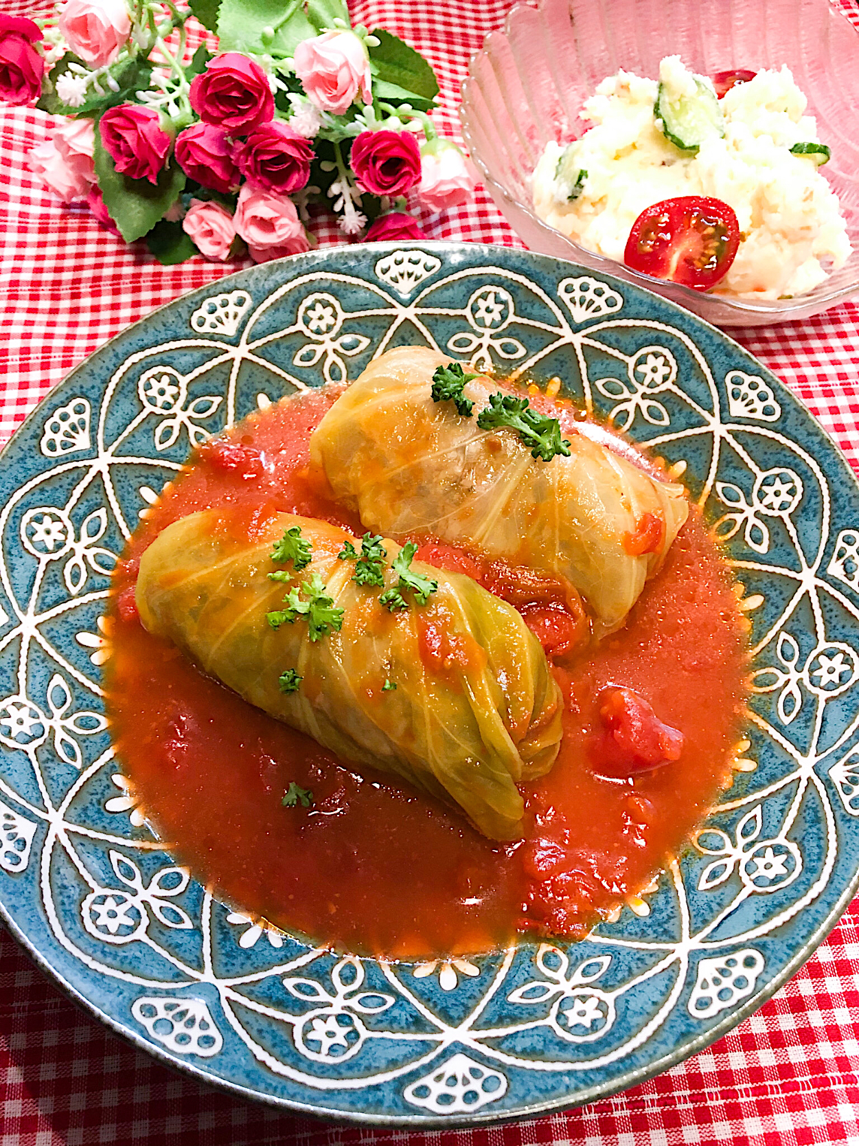 🌸春キャベツを楽しもう🎶ロールキャベツのトマト煮込み🍅🌸