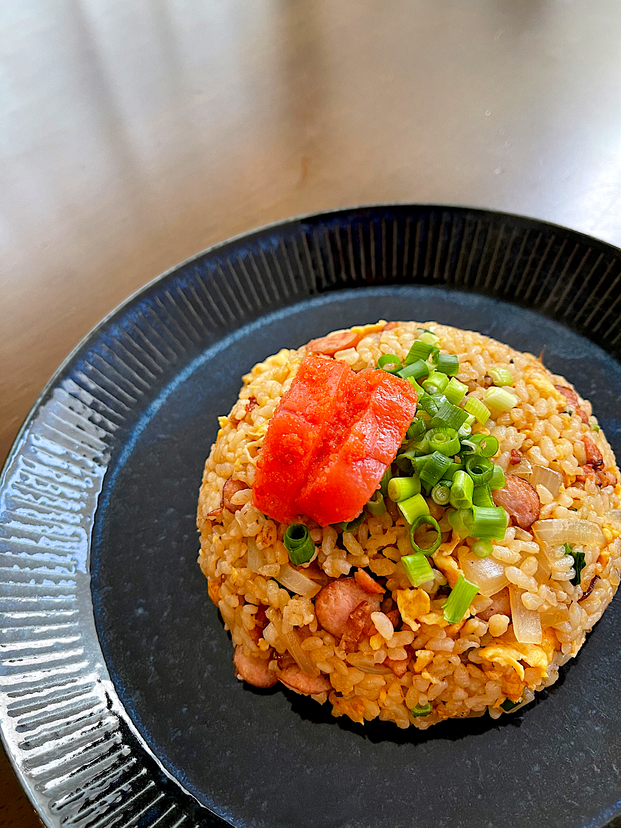 炒飯の辛子明太子のせ