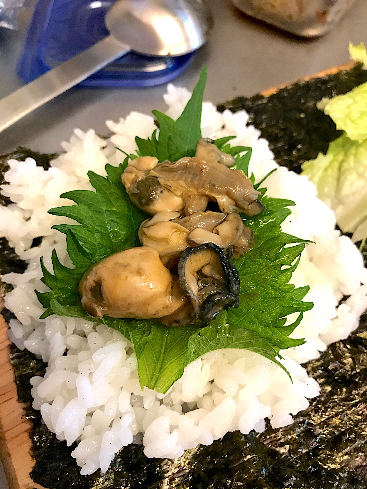 牡蠣のオイル煮むすび🍙