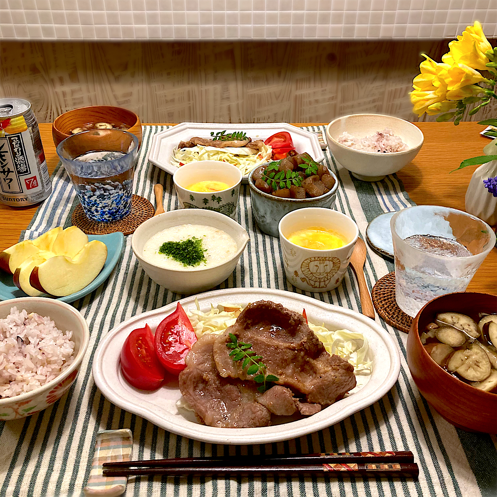 生姜焼きの晩ごはん