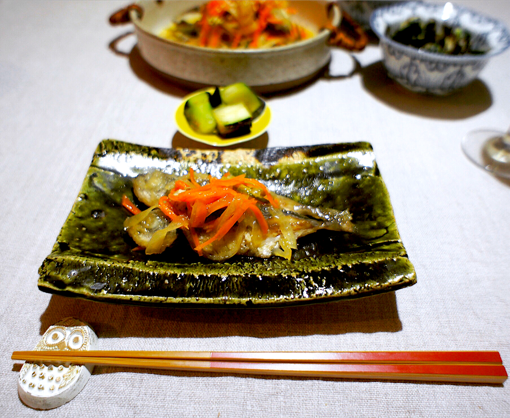 お夕飯🥢子鯵の南蛮漬け