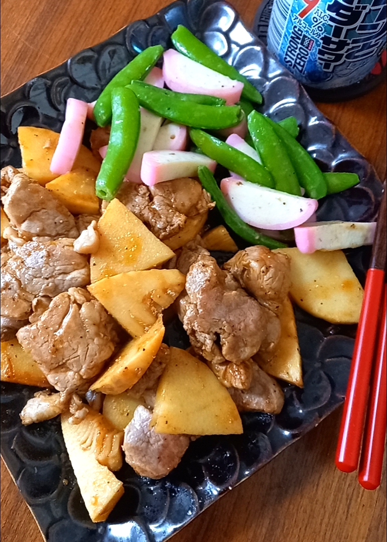 筍と豚ﾋﾚのﾋﾟﾘ辛焼肉ﾀﾚ炒め