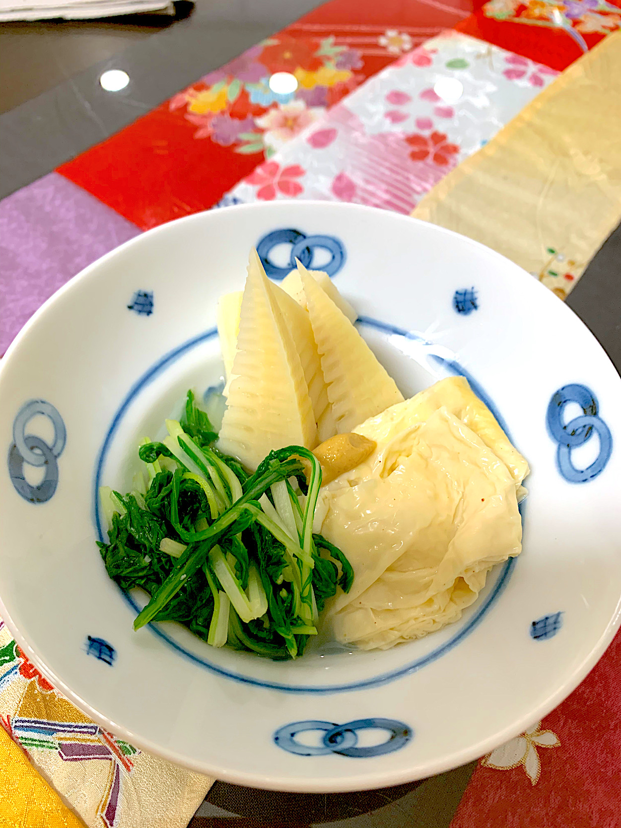 筍と湯葉と水菜のたいたん