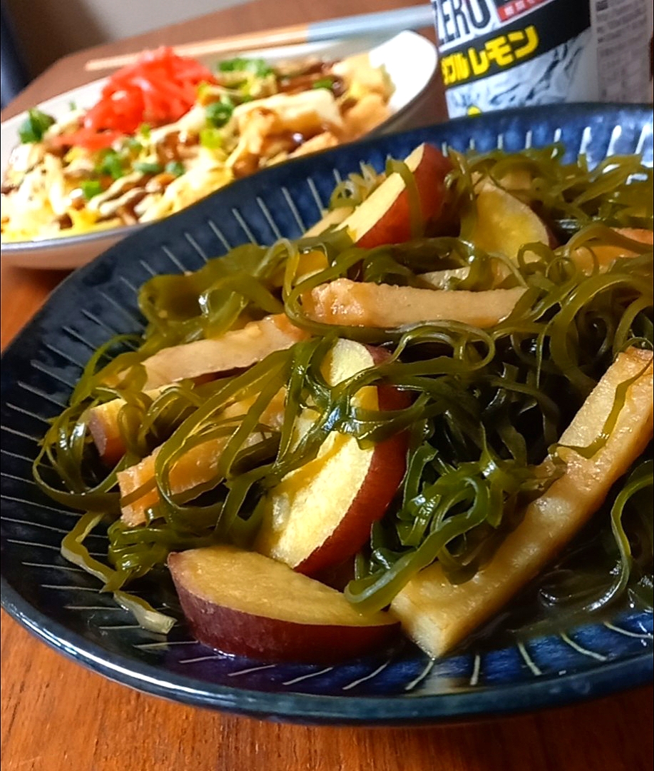 さつまいもとさつまあげの切り昆布煮