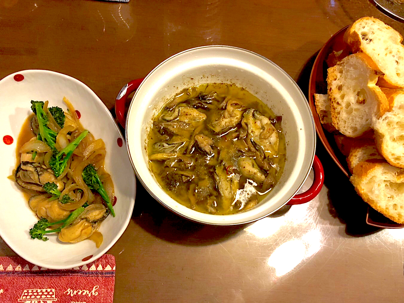 2021.4.13＊牡蠣と舞茸のアヒージョ＊牡蠣のバター醤油炒め＊