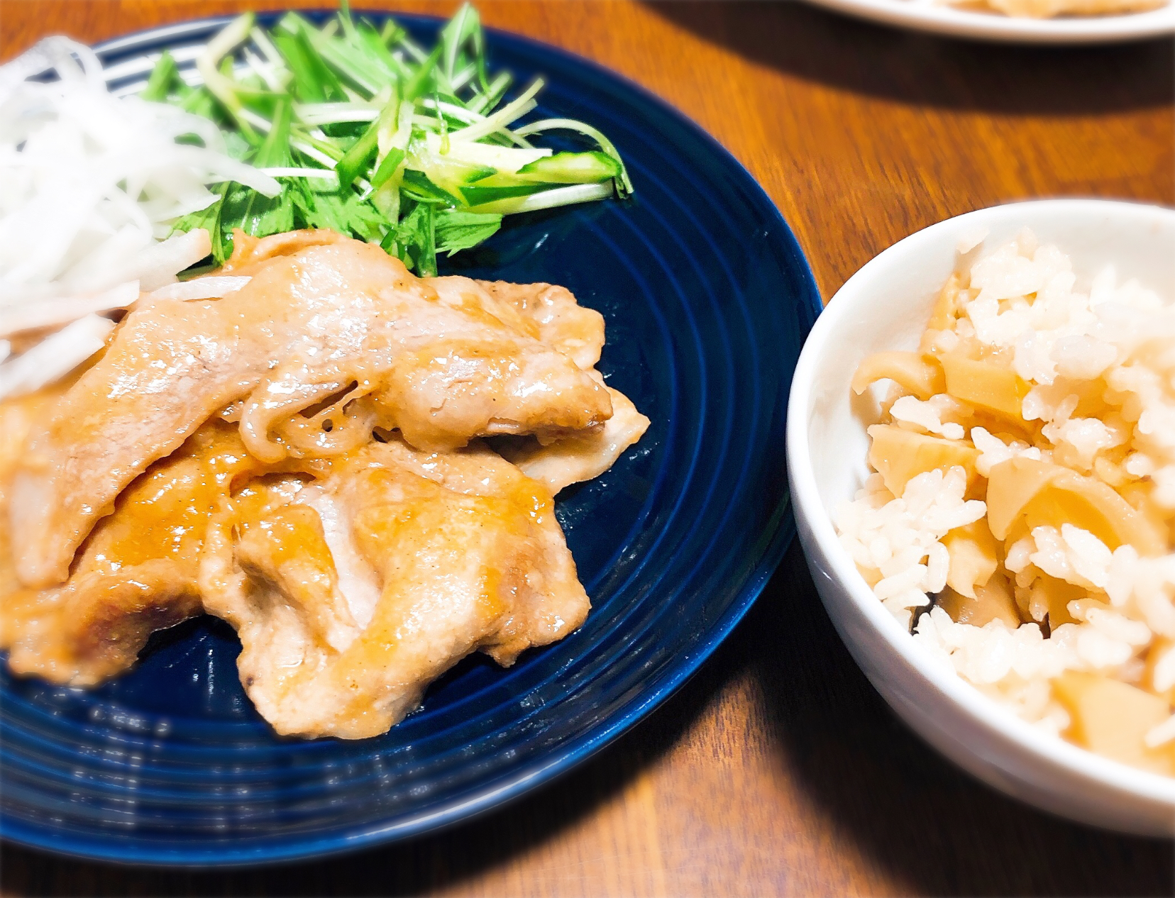 生姜焼きとタケノコご飯